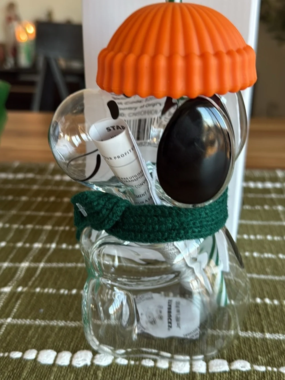 Starbucks snoopy Drink cupwith Straw and Scarf